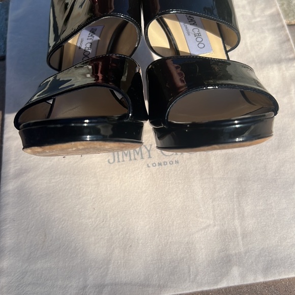 JIMMY CHOO MARY JANE PLATFORM SANDAL HEELS BLACK 8 - Picture 5 of 16